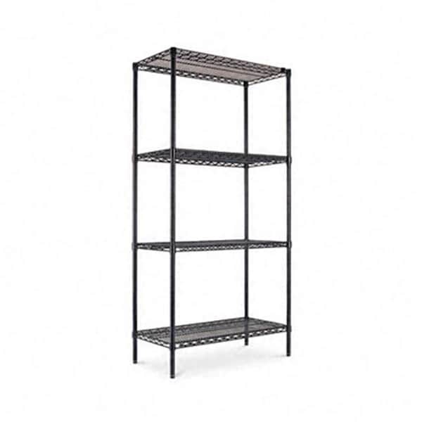Alera SW503618BL Industrial Wire Shelving Starter Kit 4 Shelves 36w x 18d x 72h Black SW503618BL - main